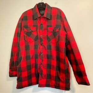 Hugo Valentino Men's Red & Black Buffalo Plaid Quilted Shirt Jacket